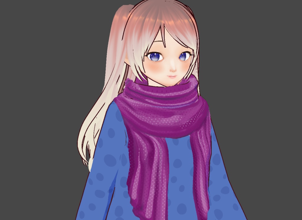 Modern Layered Polka Dot Dress, Shoes and Scarf for Vroid Stable