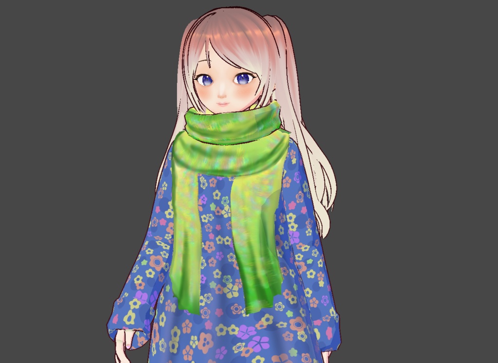 Modern Layered Flowered Dress, scarf, and shoes for VRoid Stable