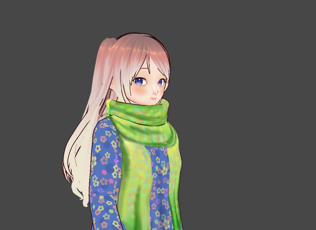 Modern Layered Flowered Dress, scarf, and shoes for VRoid Stable