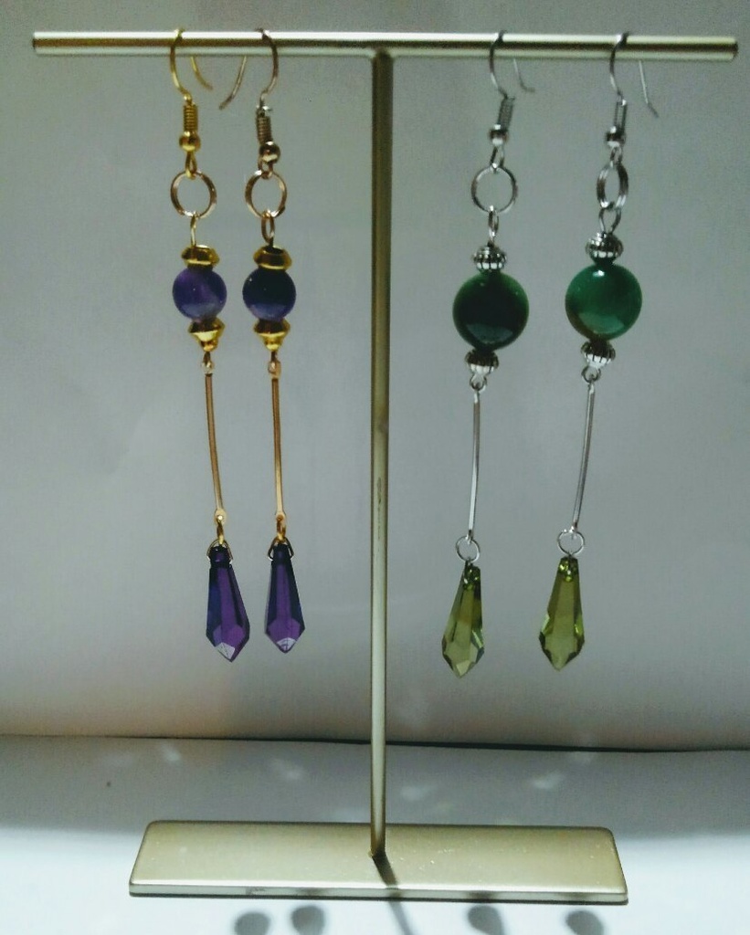 【キングダム】天然石・パワーストーンとドロップビーズのキャラクターイメージピアス(イヤリング)