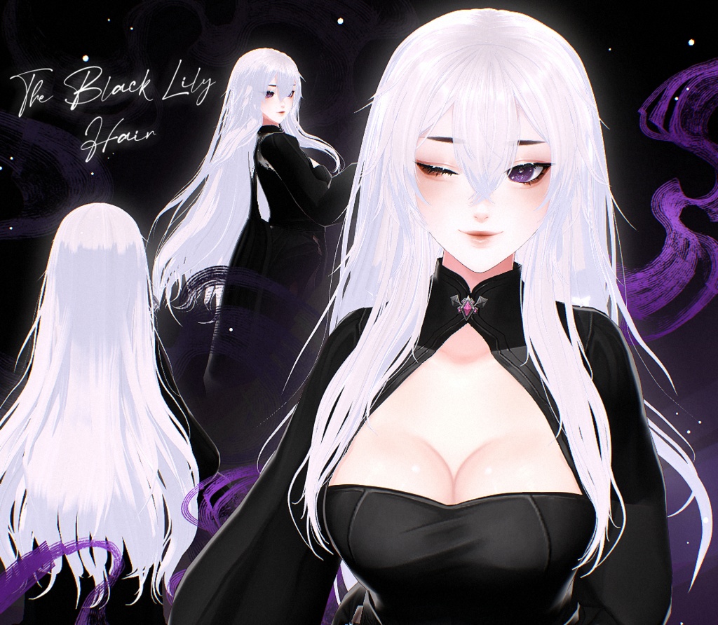 Vroid - Hair preset №6 "Black Lily"