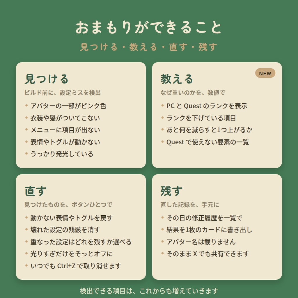 【無料】おまもり — アバター改変チェックツール