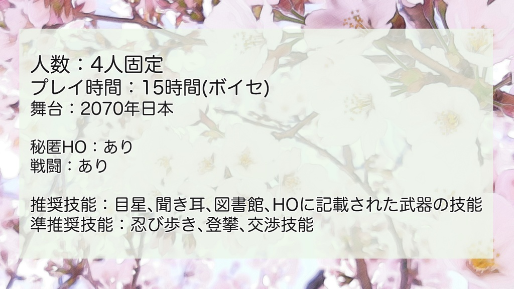【CoC6版】花は桜木、君は勇士(現在サンプルのみ)
