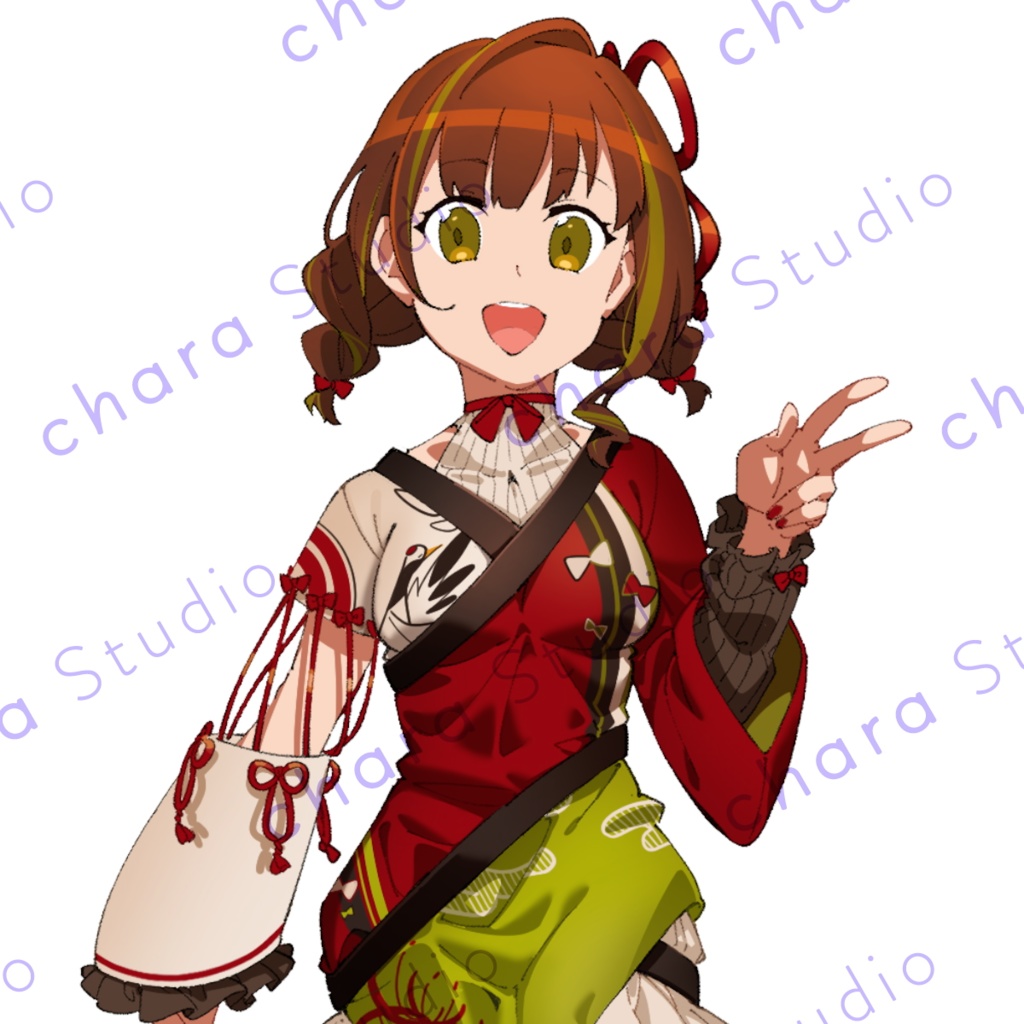 オリジナルキャラ 茶髪 着物風 少女 Chara Studio Booth