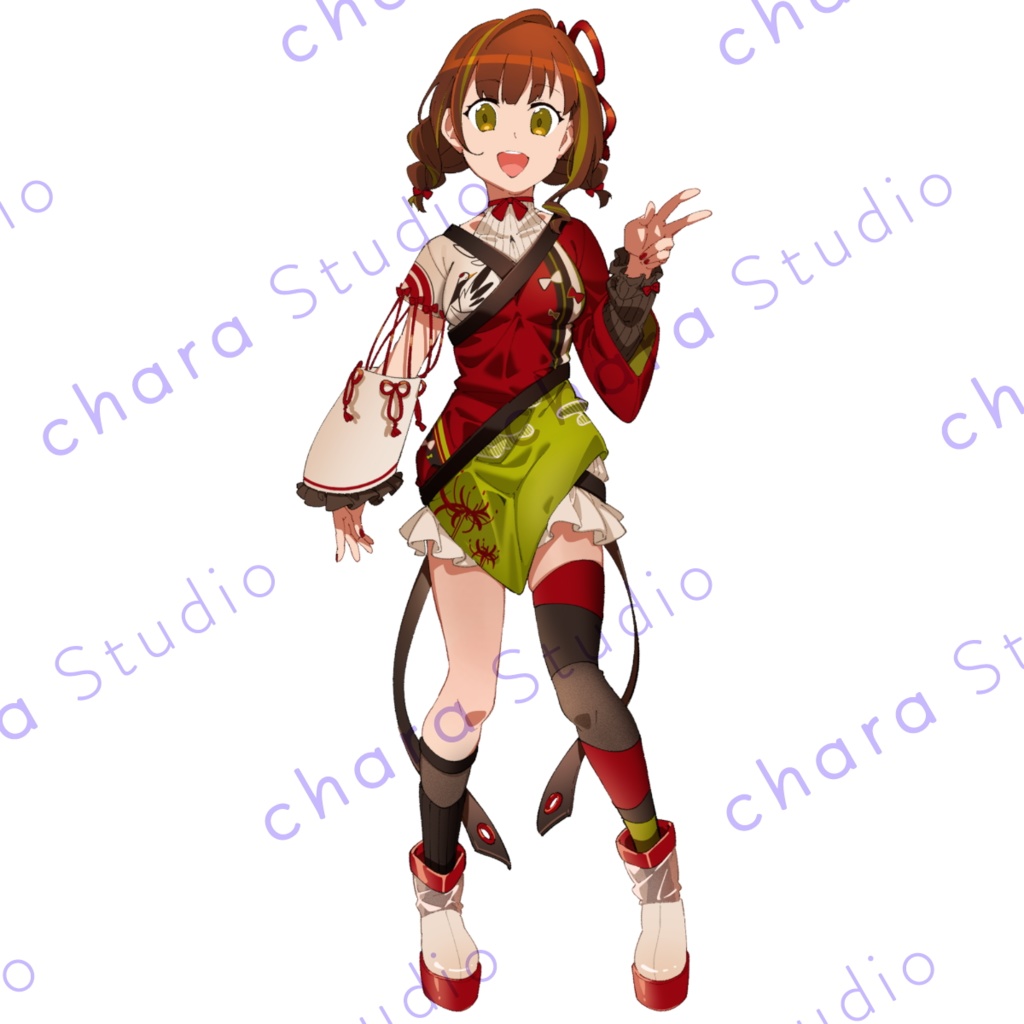 オリジナルキャラ 茶髪 着物風 少女 Chara Studio Booth