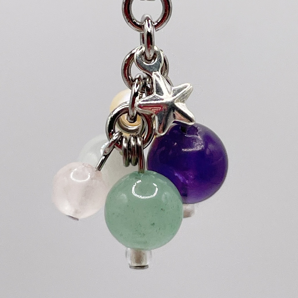 Lucky Charm|アメジスト&アベンチュリン&ムーンストーンの天然石チャーム(ペンダントトップ/片耳ピアス)|g-006