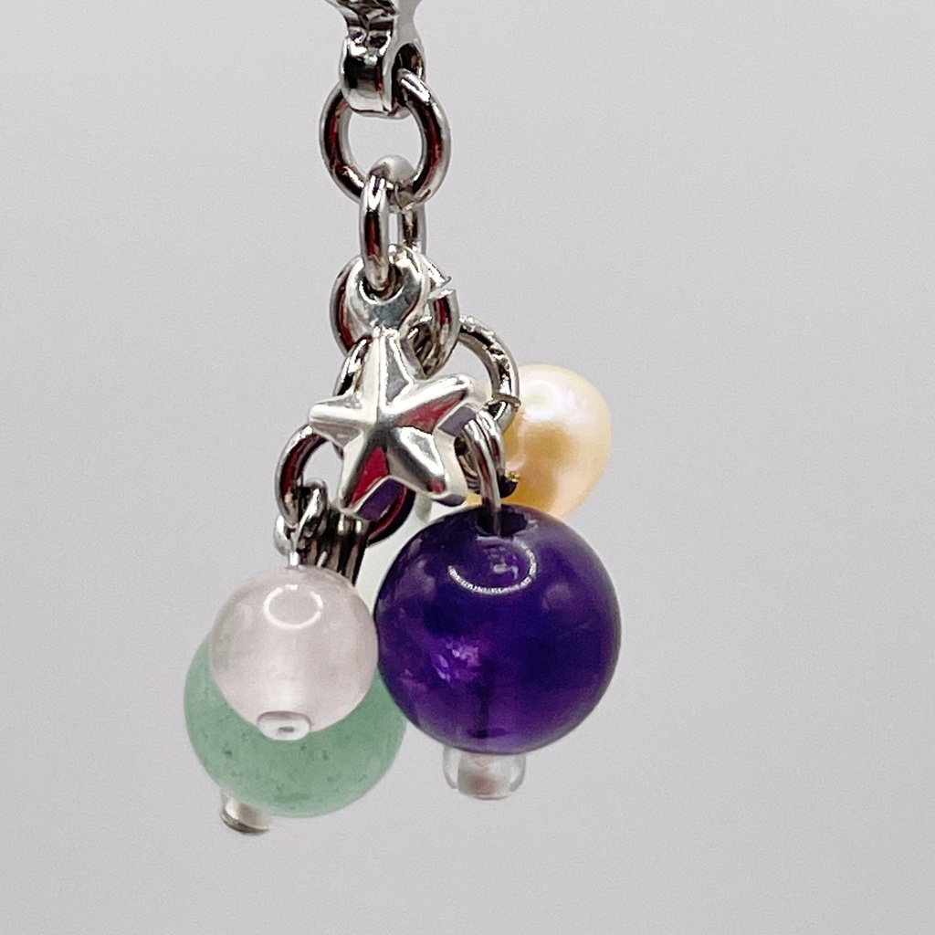 Lucky Charm|アメジスト&アベンチュリン&ムーンストーンの天然石チャーム(ペンダントトップ/片耳ピアス)|g-006