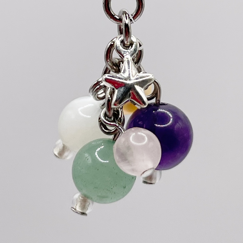 Lucky Charm｜アメジスト＆アベンチュリン＆ムーンストーンの天然石チャーム（ペンダントトップ/片耳ピアス）｜g-006