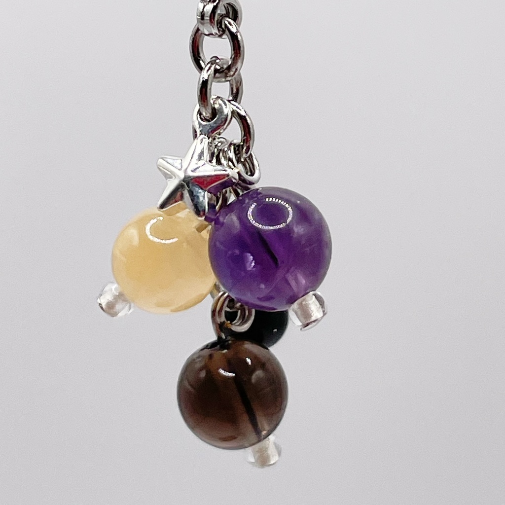 Lucky Charm|トパーズ&アメジスト&スモーキークォーツの天然石チャーム(ペンダントトップ/片耳ピアス)|g-007