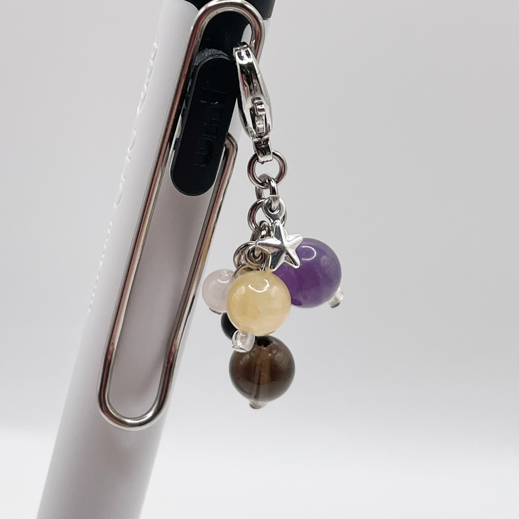Lucky Charm|トパーズ&アメジスト&スモーキークォーツの天然石チャーム(ペンダントトップ/片耳ピアス)|g-007