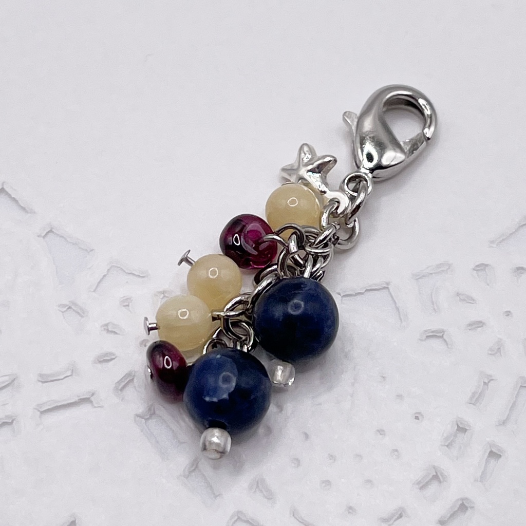 Lucky Charm|ソーダライト&トパーズ&ガーネットの天然石チャーム(ペンダントトップ/片耳ピアス)|g-001