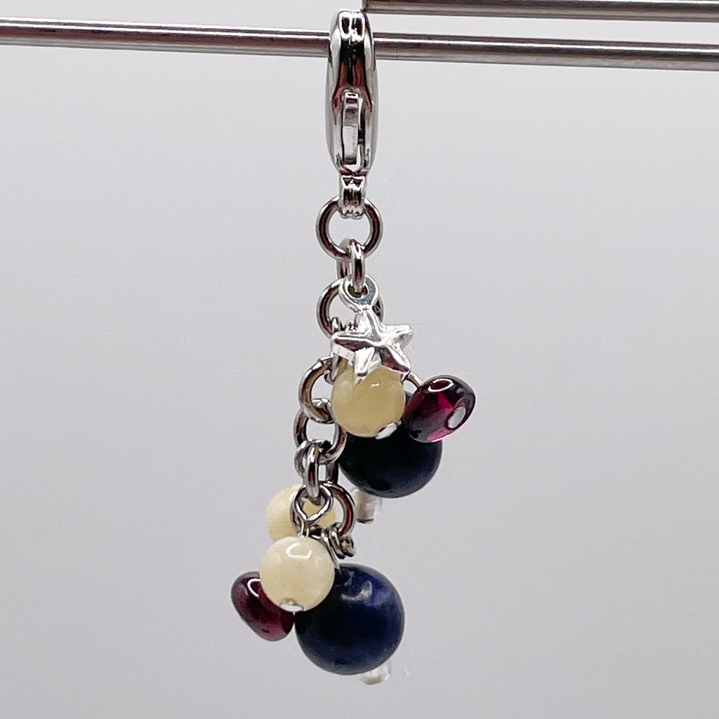 Lucky Charm|ソーダライト&トパーズ&ガーネットの天然石チャーム(ペンダントトップ/片耳ピアス)|g-001