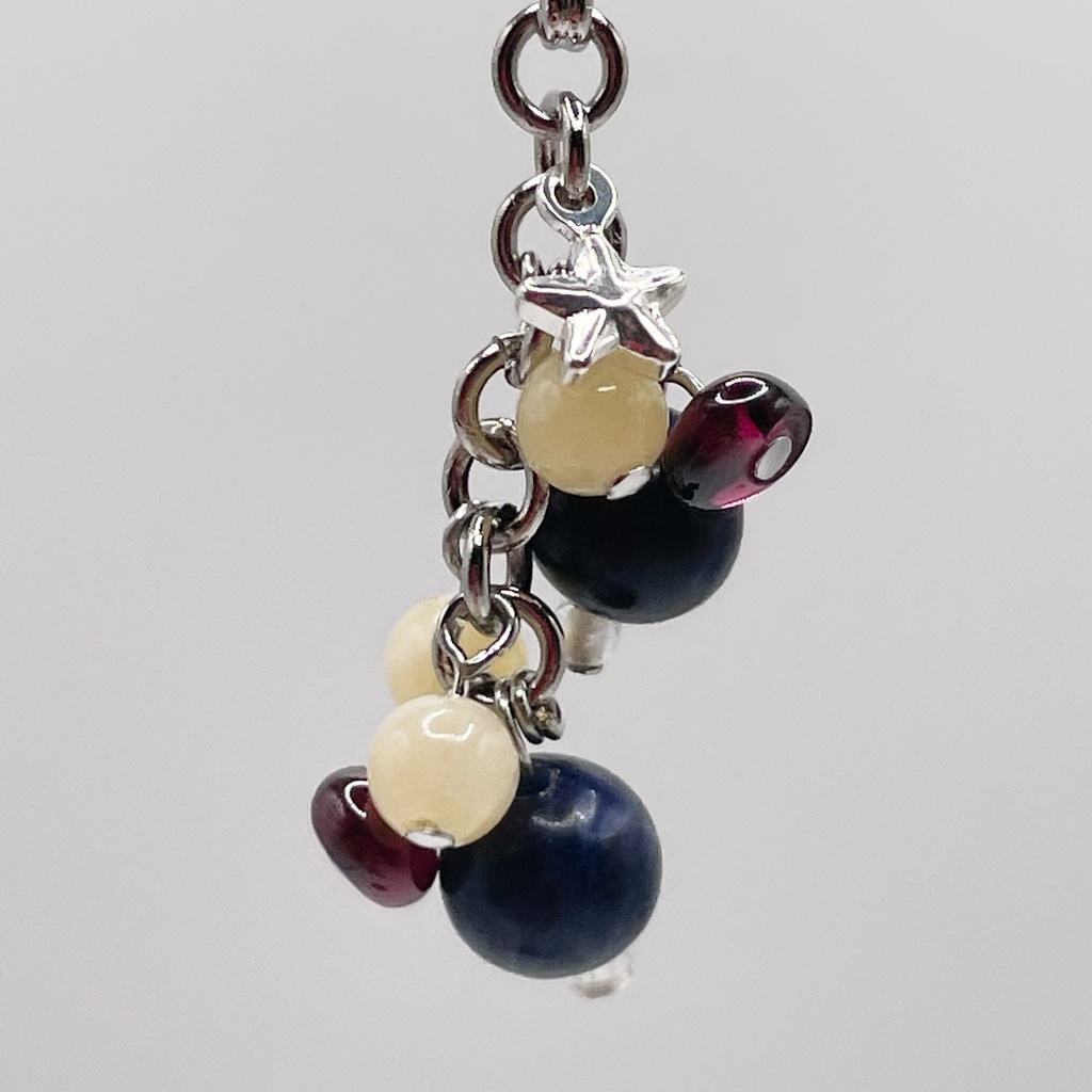 Lucky Charm|ソーダライト&トパーズ&ガーネットの天然石チャーム(ペンダントトップ/片耳ピアス)|g-001