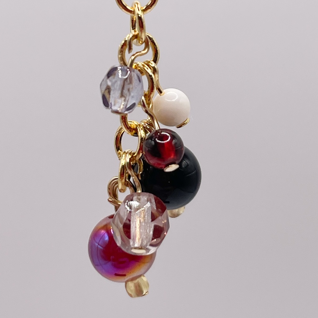 Lucky Charm|オニキス&カーネリアン&ガーネットの天然石チャーム(ペンダントトップ/片耳ピアス)|k-042