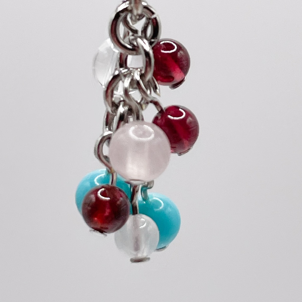 Lucky Charm|ターコイズ&ガーネット&ローズクォーツの天然石チャーム(ペンダントトップ/片耳ピアス)|g-005