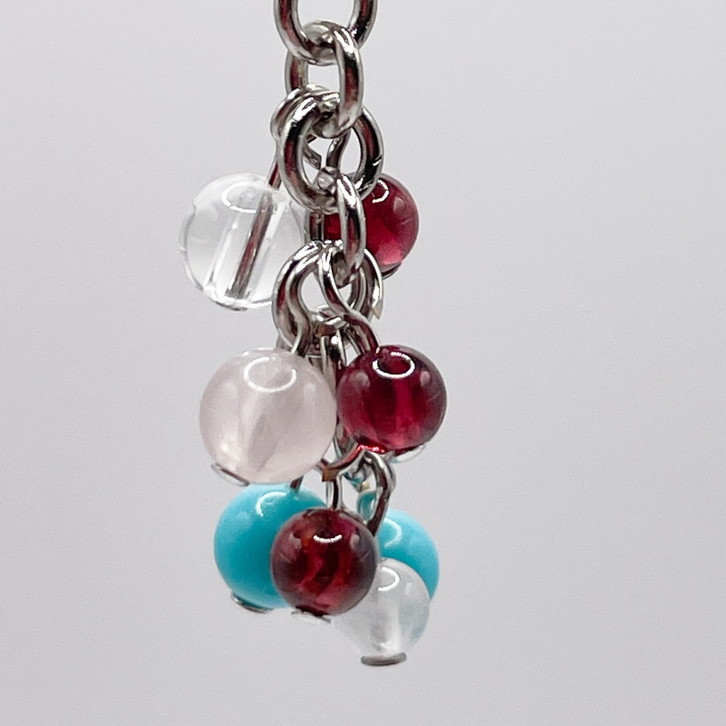 Lucky Charm|ターコイズ&ガーネット&ローズクォーツの天然石チャーム(ペンダントトップ/片耳ピアス)|g-005