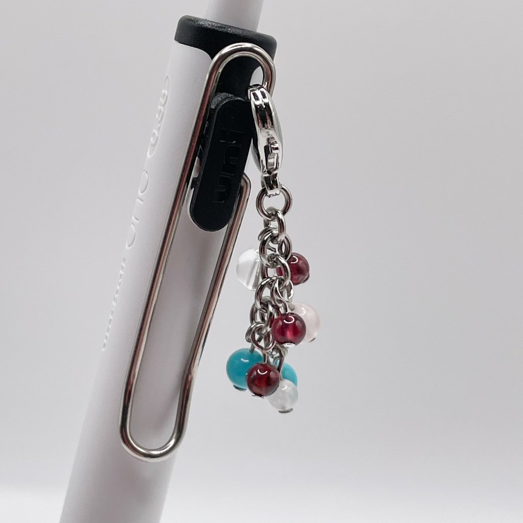 Lucky Charm|ターコイズ&ガーネット&ローズクォーツの天然石チャーム(ペンダントトップ/片耳ピアス)|g-005