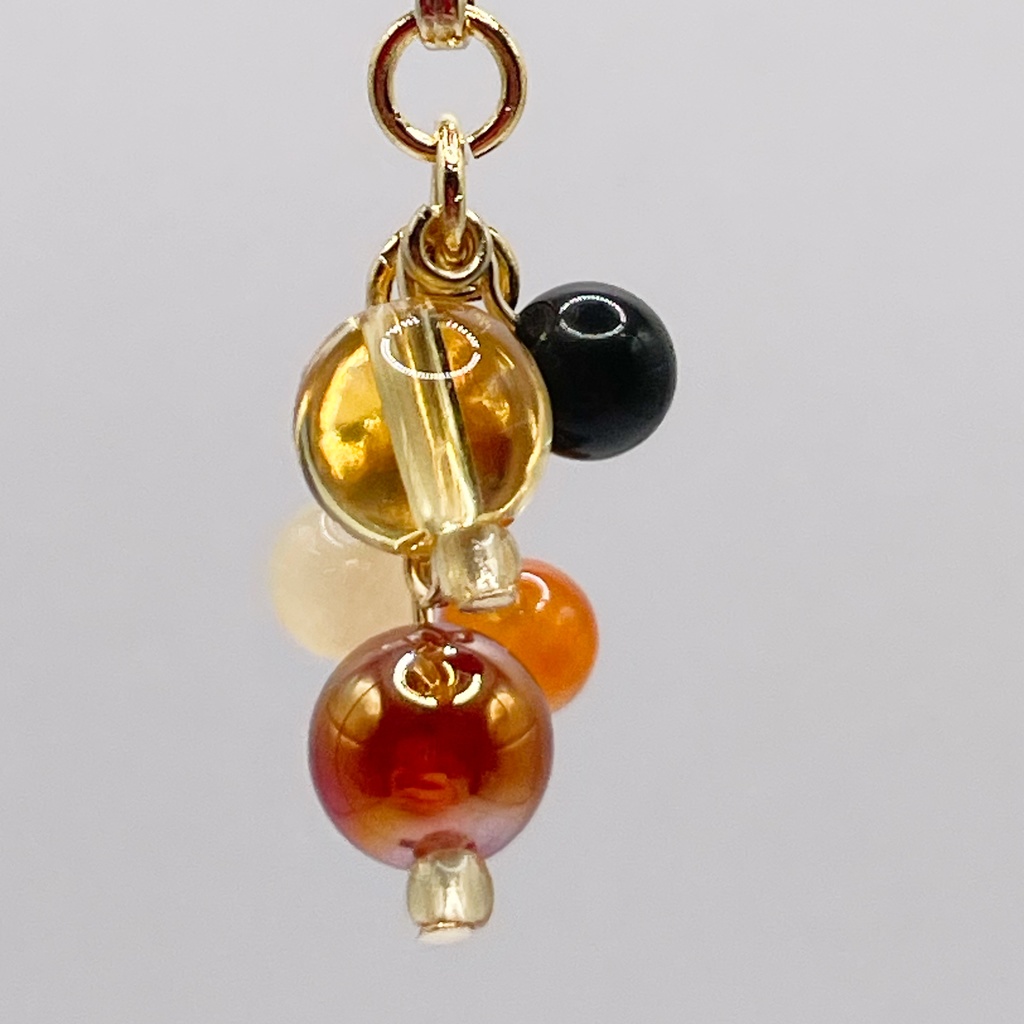 Lucky Charm【受注制作】カーネリアン&シトリン&オブシディアン(黒曜石)の天然石チャーム(ペンダントトップ/片耳ピアス)|g-004