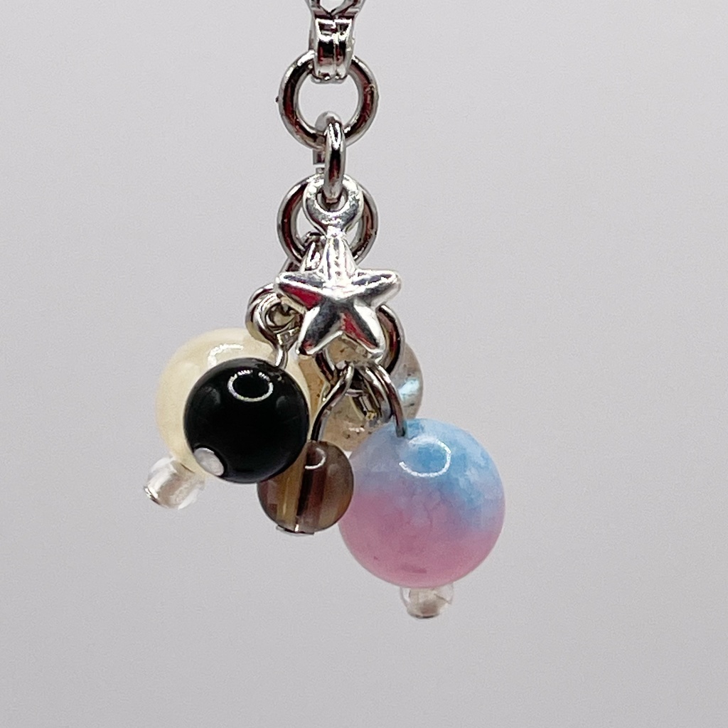 Lucky Charm|キャンディジェイド&ハニーストーン&ラブラドライトの天然石チャーム(ペンダントトップ/片耳ピアス)|g-003