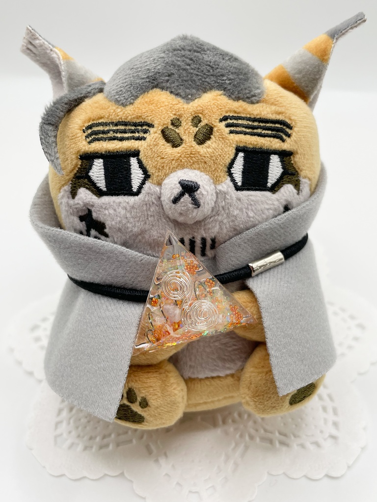 ぬいアクセにも◎三角錐オルゴナイトの天然石ヘアゴム/クリア・水晶｜or-056