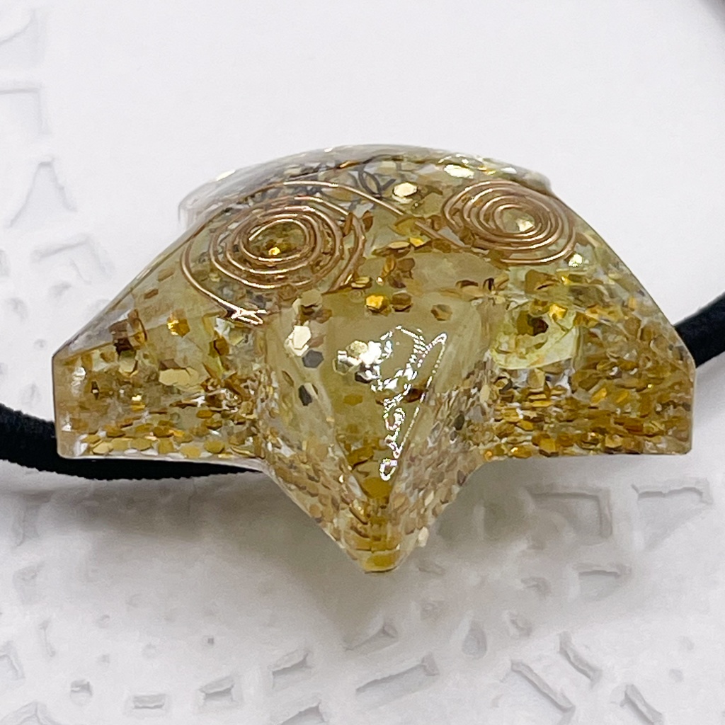 【Sale】概念アクセ|推しカラーにも◎ ぬいアクセにも◎|星のオルゴナイトの天然石ヘアゴム/ゴールド・レモンクォーツ|or-044