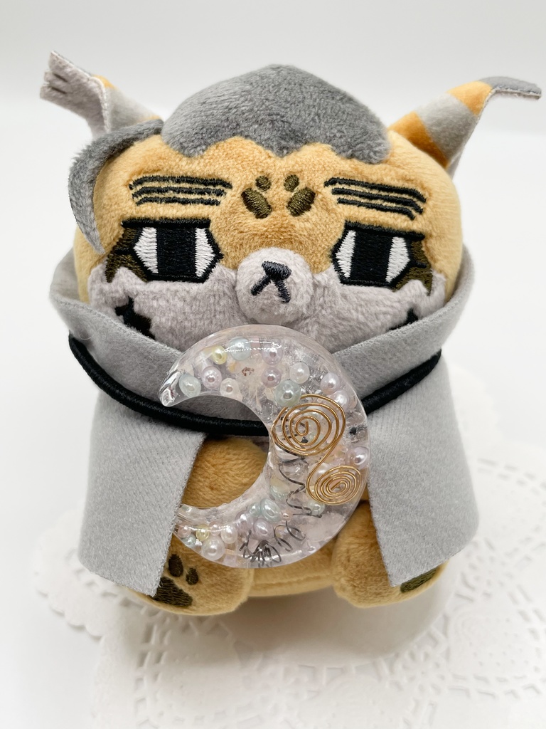 ぬいアクセにも◎月のオルゴナイトの天然石ヘアゴム/パステル・水晶|or-061