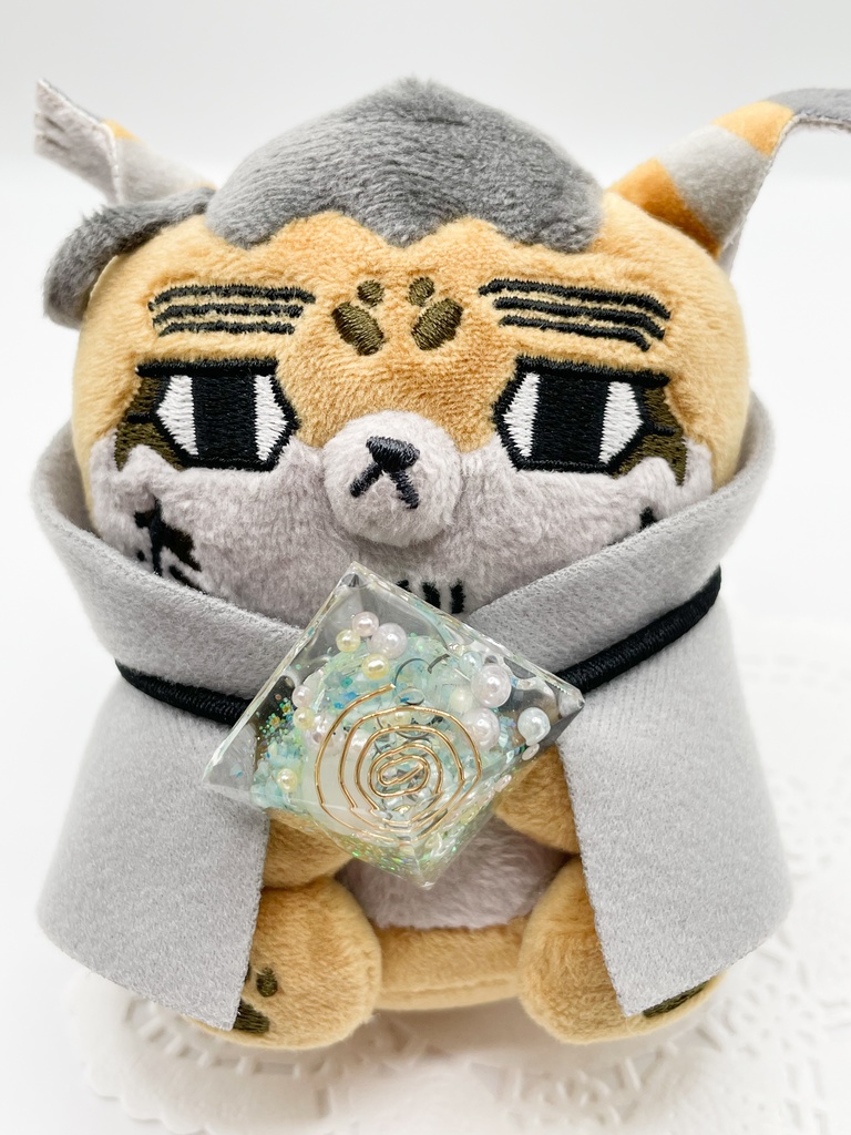 【Sale】ぬいアクセにも◎｜四角錐オルゴナイトの天然石ヘアゴム/パール・水晶｜or-050