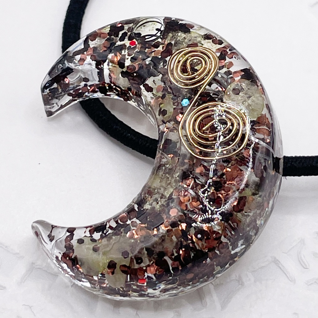【Sale】概念アクセ|推しカラーにも◎ ぬいアクセにも◎|月のオルゴナイトの天然石ヘアゴム/ブラウン・レモンクォーツ|or-043