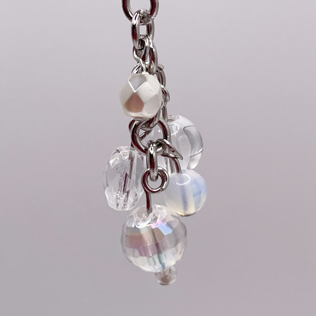 アクアオーラ&水晶&ムーンストーンの天然石チャーム(ペンダントトップ/片耳ピアス)|i-039