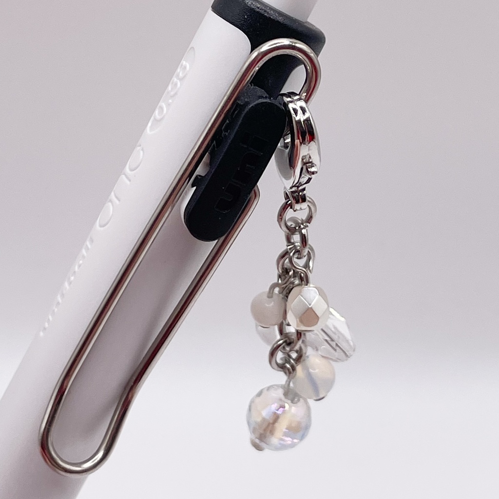 アクアオーラ&水晶&ムーンストーンの天然石チャーム(ペンダントトップ/片耳ピアス)|i-039