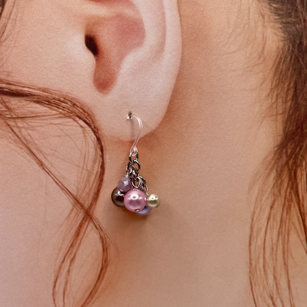 鯉登少尉概念アクセ|推しカラーにも◎Pearl Charm|Pierce (Earring & Charm Available)パール(グレー&紫)のピアス(イヤリング/チャーム)|i-029