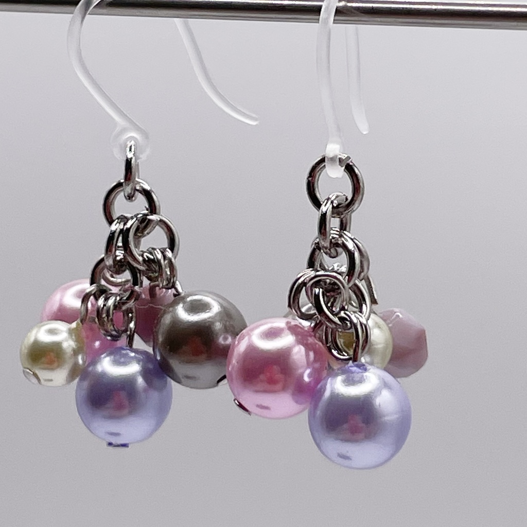 鯉登少尉概念アクセ|推しカラーにも◎Pearl Charm|Pierce (Earring & Charm Available)パール(グレー&紫)のピアス(イヤリング/チャーム)|i-029