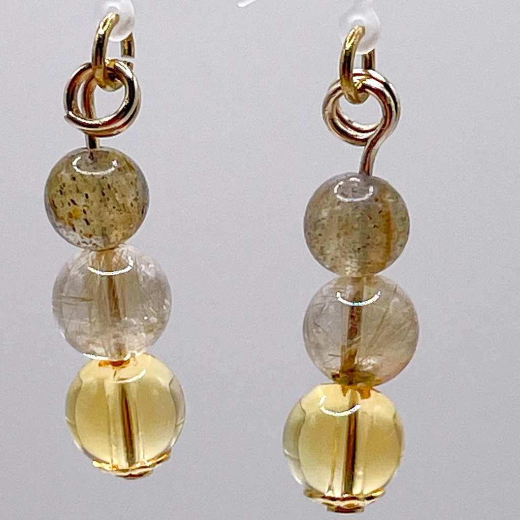 Lucky Charm|Pierce (Earring & Charm Available)【受注制作】シトリン&ルチルクォーツ&ラブラドライトの天然石ピアス(イヤリング/チャーム)|k-028