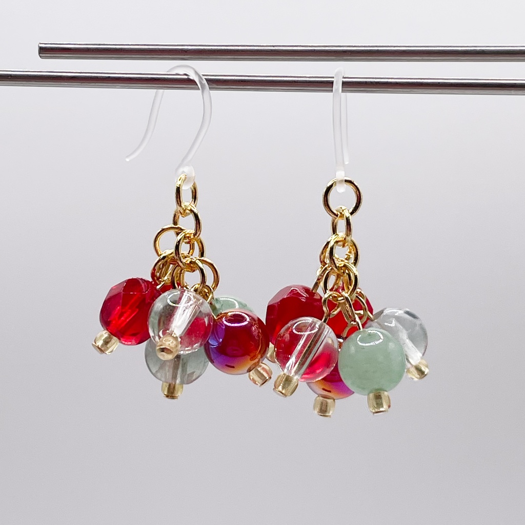 杉元佐一概念アクセ|推しカラーにも◎Lucky Charm|Pierce (Earring & Charm Available)カーネリアン&フローライト&アベンチュリンの天然石ピアス(イヤリング/チャーム)|k-040