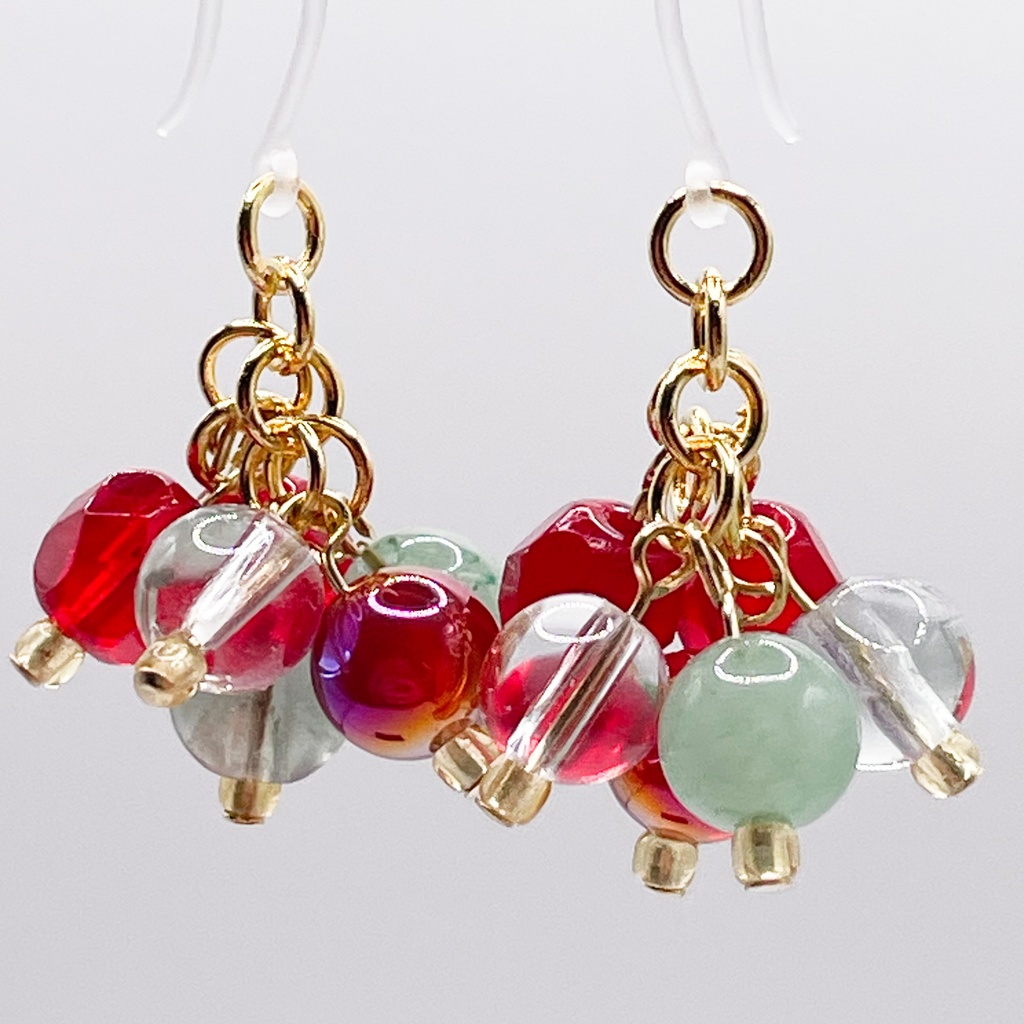 杉元佐一概念アクセ|推しカラーにも◎Lucky Charm|Pierce (Earring & Charm Available)カーネリアン&フローライト&アベンチュリンの天然石ピアス(イヤリング/チャーム)|k-040