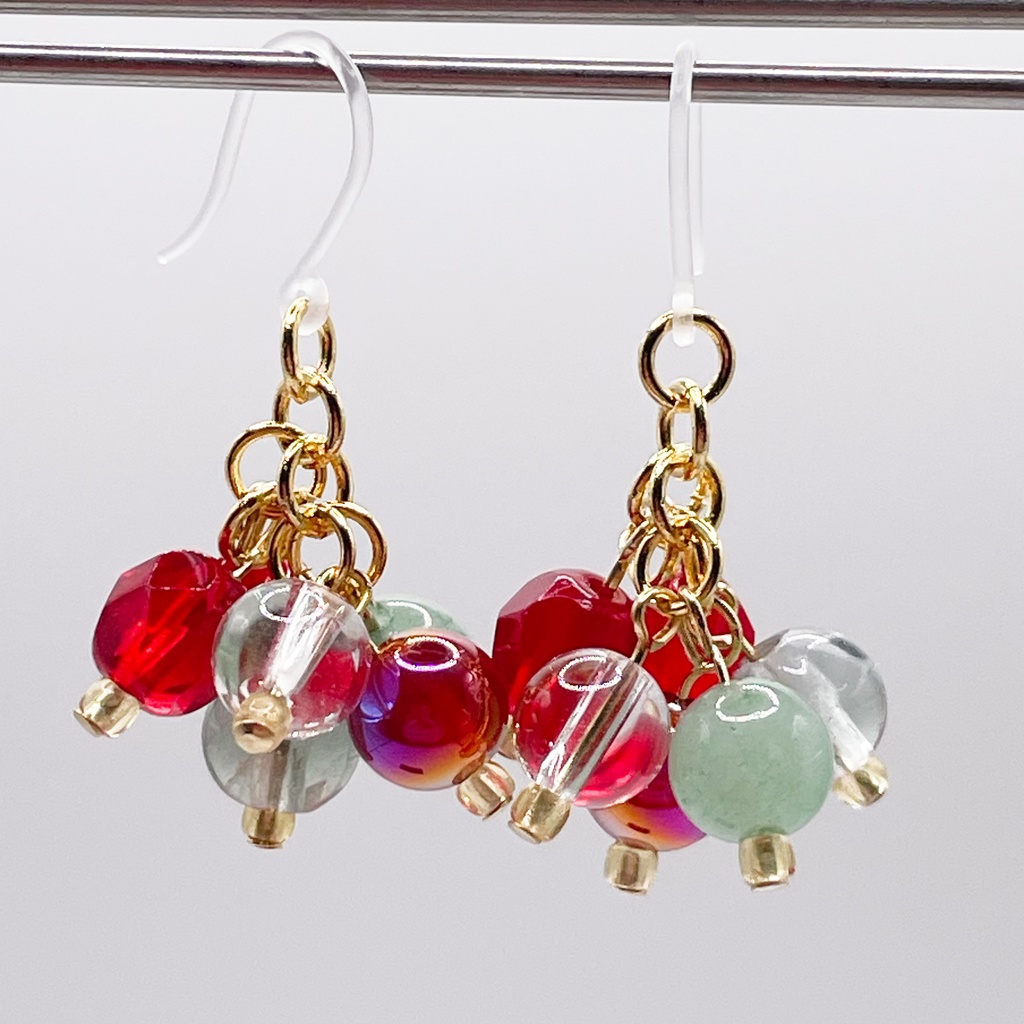 杉元佐一概念アクセ|推しカラーにも◎Lucky Charm|Pierce (Earring & Charm Available)カーネリアン&フローライト&アベンチュリンの天然石ピアス(イヤリング/チャーム)|k-040