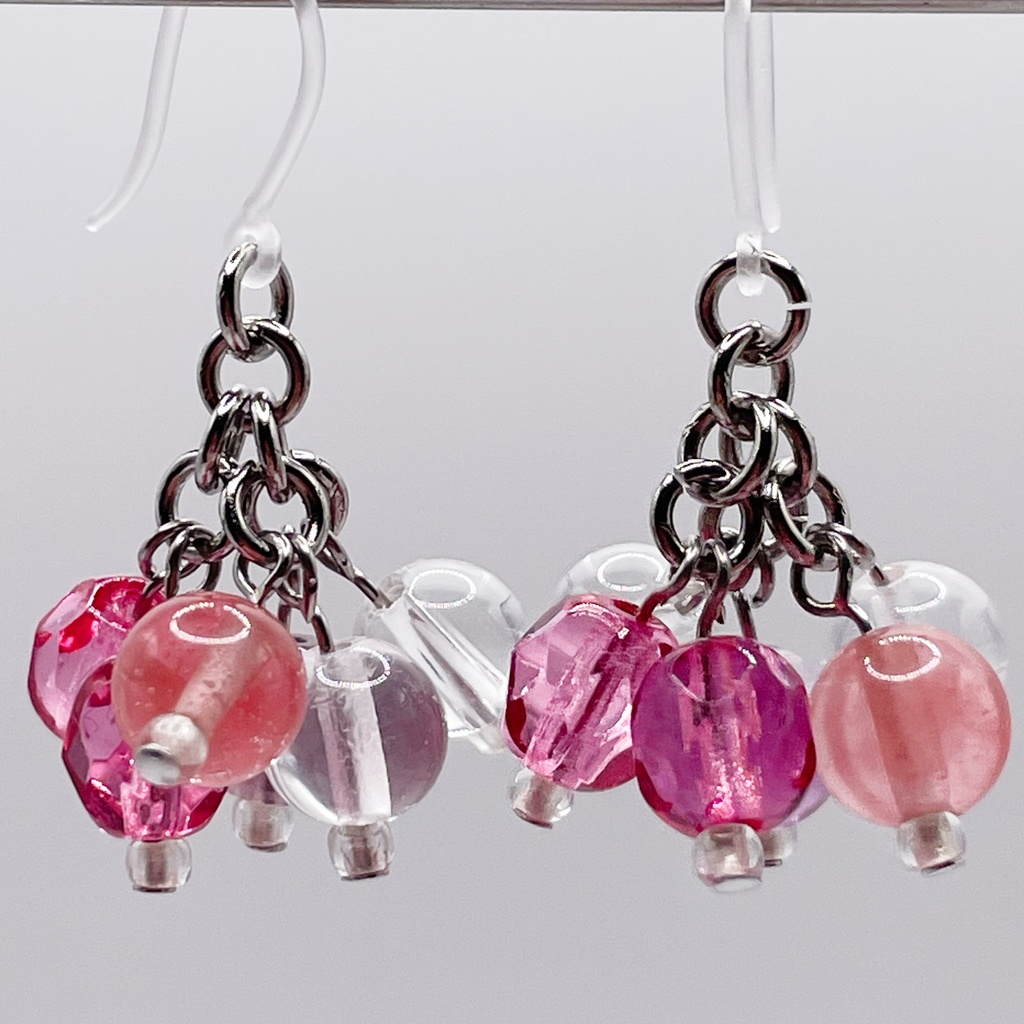 Lucky Charm｜Pierce (Earring & Charm Available)フローライト＆ローズクォーツの天然石ピアス（イヤリング/チャーム）｜a-045