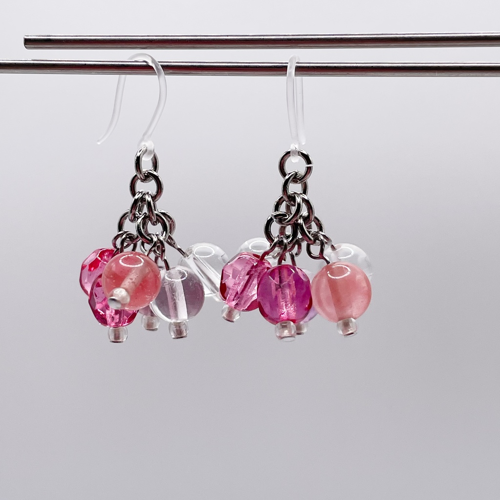 Lucky Charm|Pierce (Earring & Charm Available)フローライト&ローズクォーツの天然石ピアス(イヤリング/チャーム)|a-045