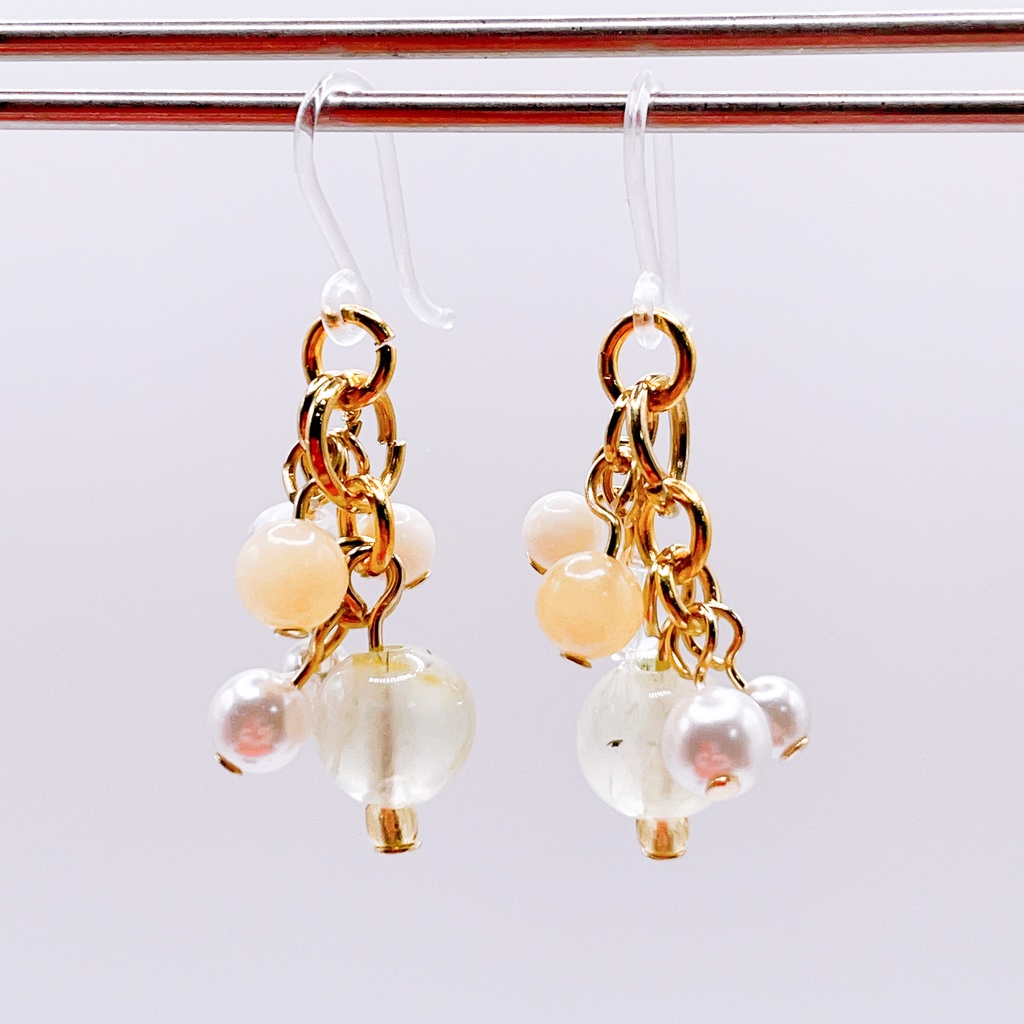 Lucky Charm|Pierce (Earring & Charm Available)プレナイト&トパーズ&クリスタルの天然石ピアス(イヤリング/チャーム)|i-021