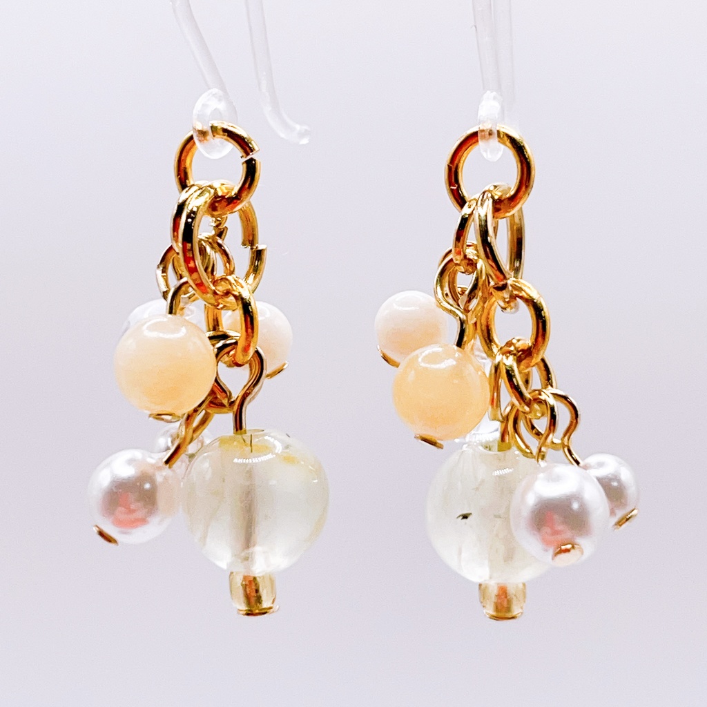 Lucky Charm｜Pierce (Earring & Charm Available)プレナイト＆トパーズ＆クリスタルの天然石ピアス（イヤリング/チャーム）｜i-021