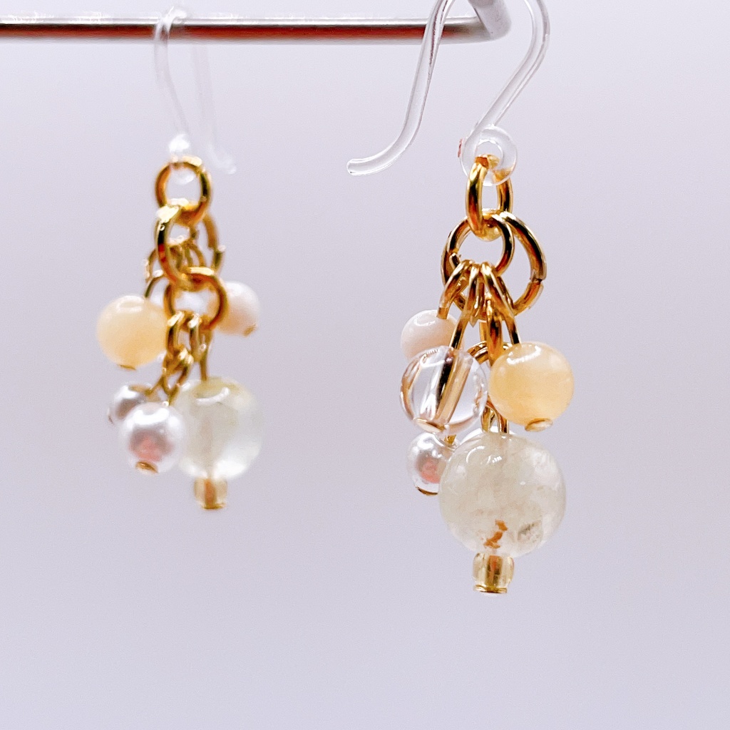 Lucky Charm|Pierce (Earring & Charm Available)プレナイト&トパーズ&クリスタルの天然石ピアス(イヤリング/チャーム)|i-021