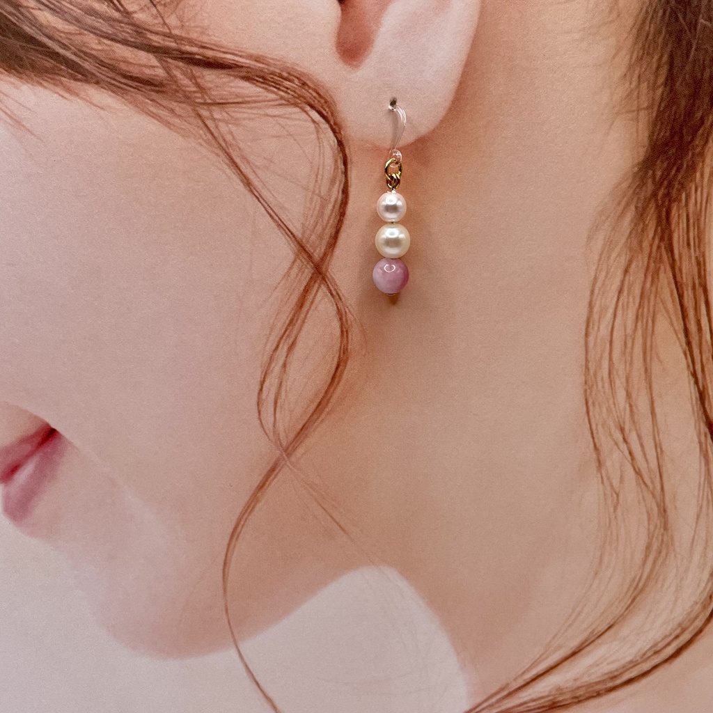 【Sale】Lucky Charm|Pierce (Earring & Charm Available)キャンディジェイド&パールの天然石ピアス(イヤリング/チャーム)|i-014