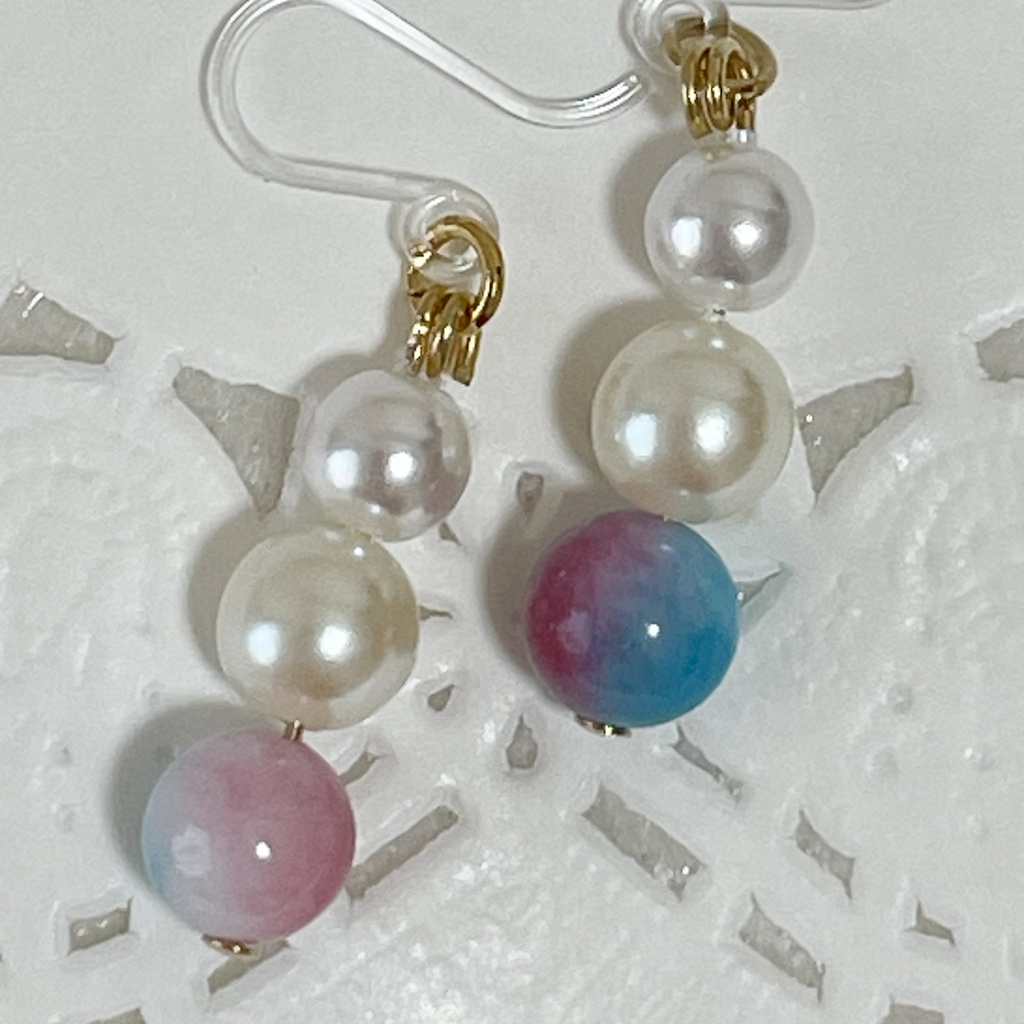 【Sale】Lucky Charm｜Pierce (Earring & Charm Available)キャンディジェイド＆パールの天然石ピアス（イヤリング/チャーム）｜i-014