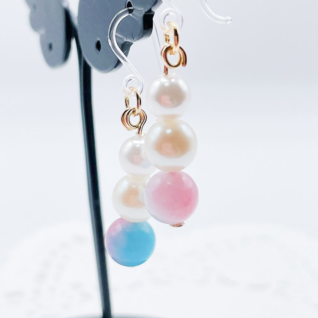 【Sale】Lucky Charm|Pierce (Earring & Charm Available)キャンディジェイド&パールの天然石ピアス(イヤリング/チャーム)|i-014