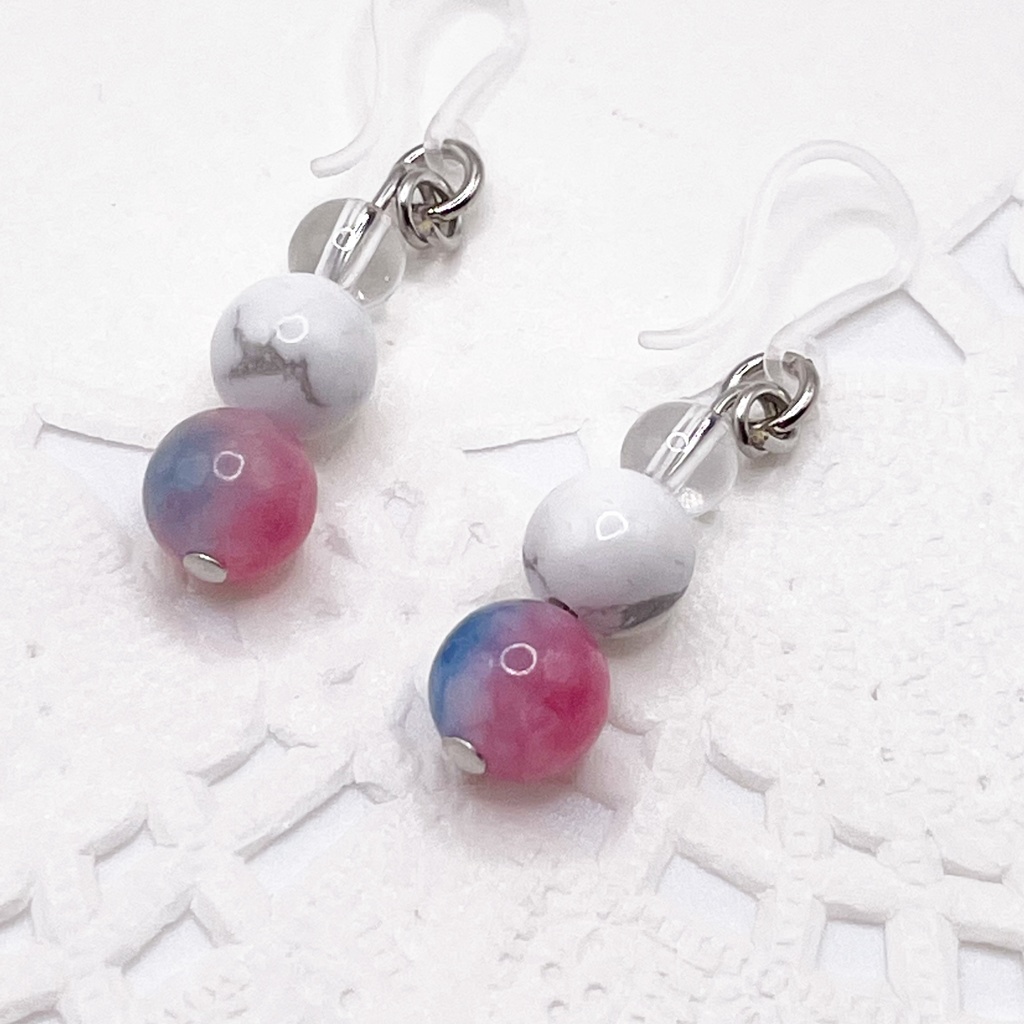 【Sale】Lucky Charm|Pierce (Earring & Charm Available)キャンディジェイド&マグネサイトの天然石ピアス(イヤリング/チャーム)|u-012