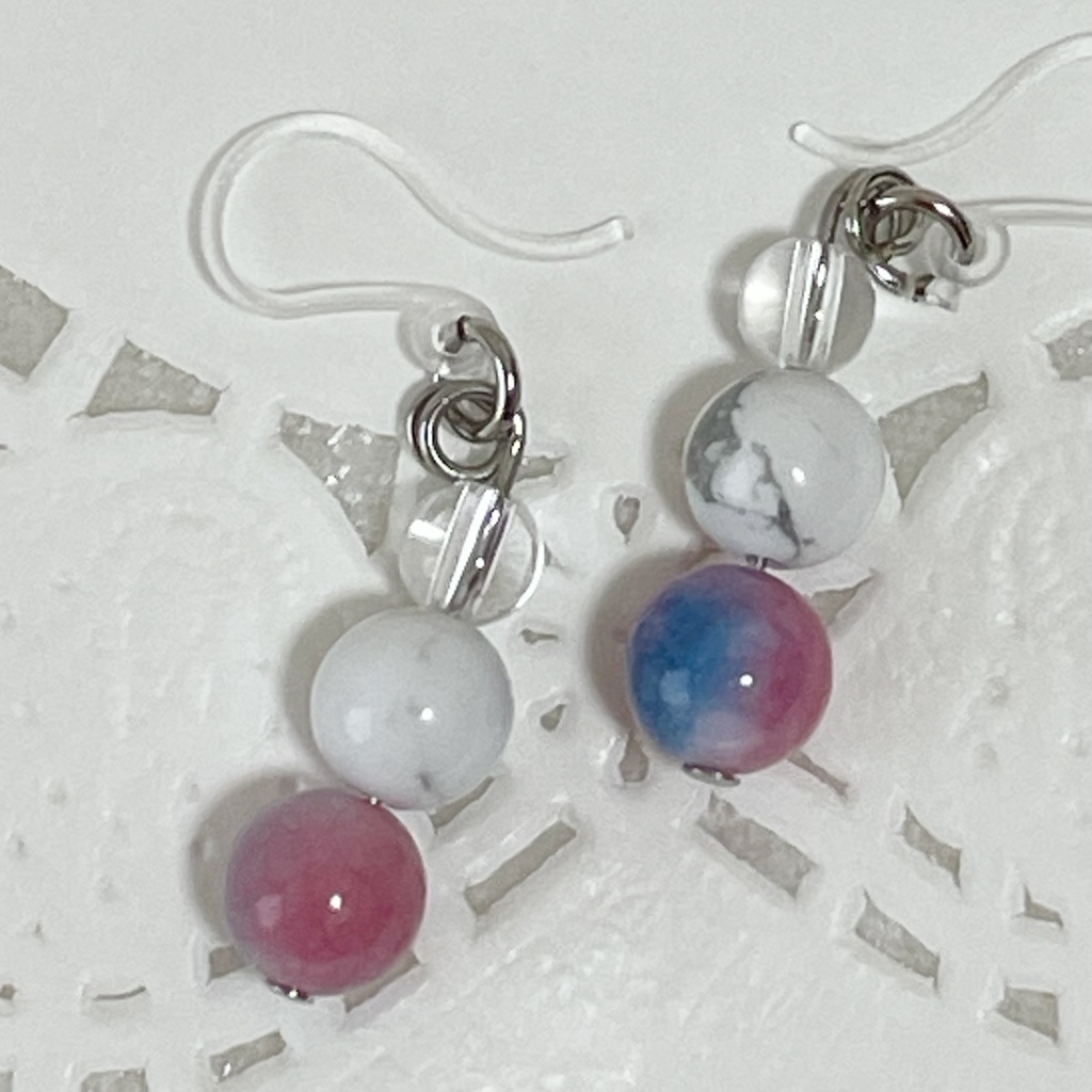 【Sale】Lucky Charm｜Pierce (Earring & Charm Available)キャンディジェイド＆マグネサイトの天然石ピアス（イヤリング/チャーム）｜u-012
