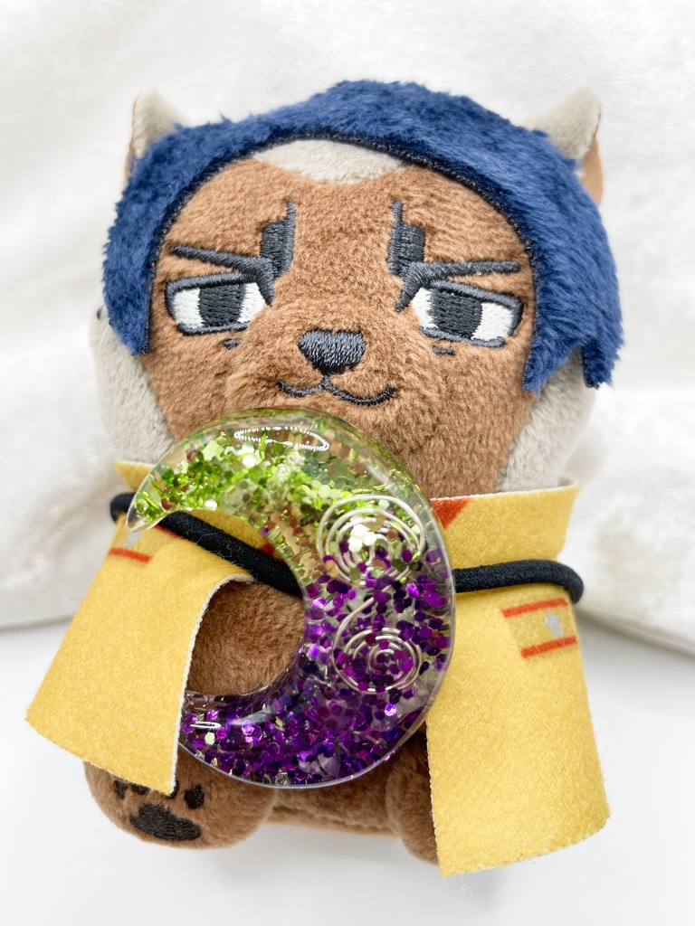 One of a Kind Hair Tie|月のオルゴナイトの天然石ヘアゴム/緑×紫・ローズクォーツ|g-009【One of a Kind Moon Hair Tie – Natural Stone Accessory】