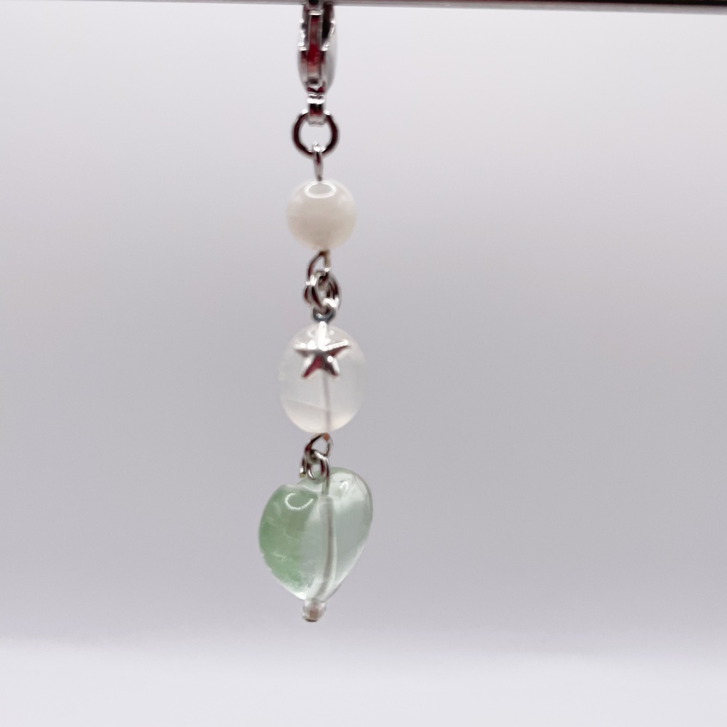 One of a Kind Lucky Charm|フローライト&ムーンストーンの天然石チャーム(ペンダントトップ/片耳ピアス)|g-015