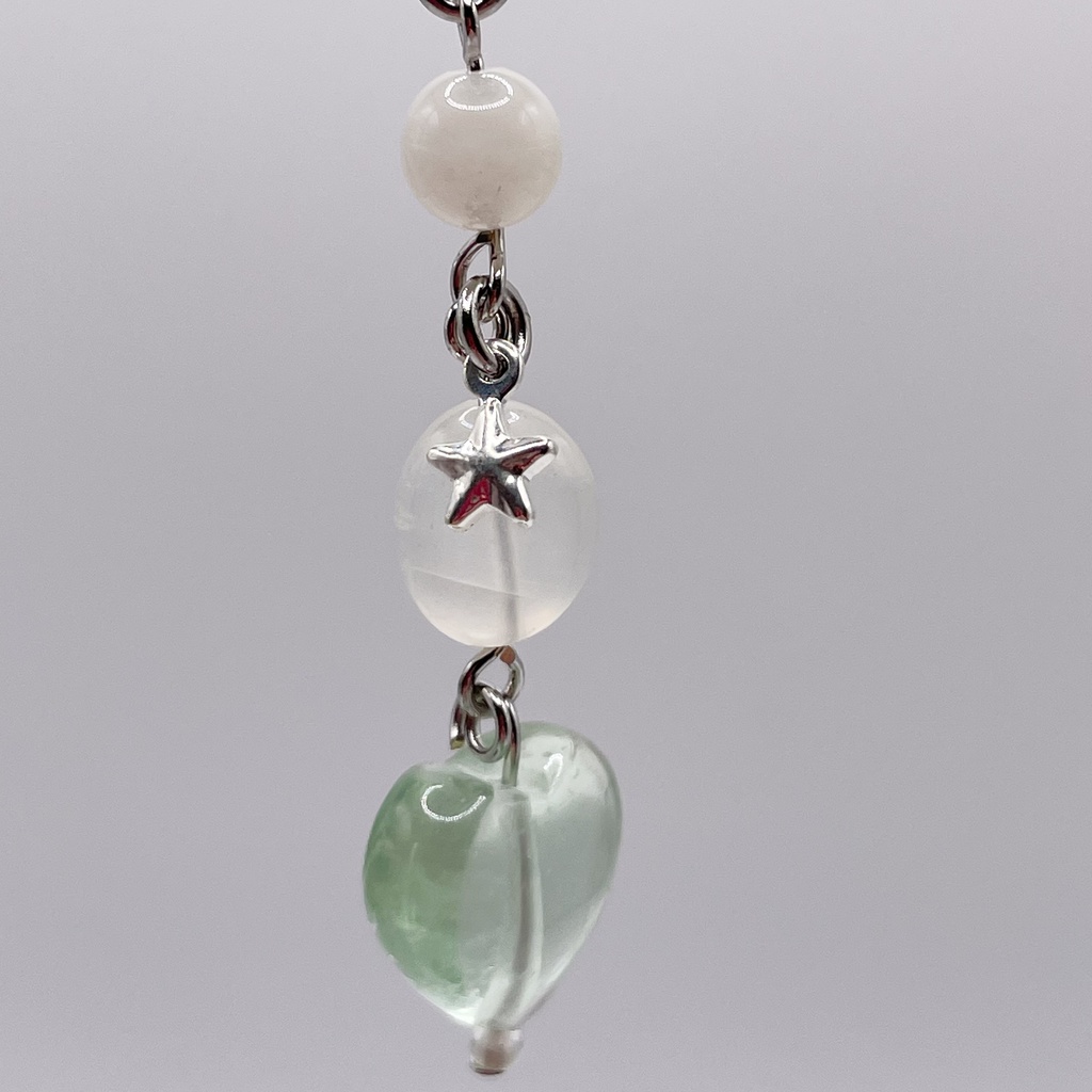 One of a Kind Lucky Charm|フローライト&ムーンストーンの天然石チャーム(ペンダントトップ/片耳ピアス)|g-015