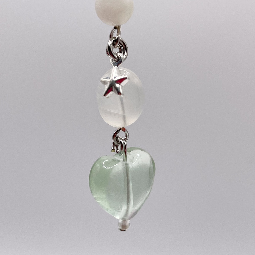 One of a Kind Lucky Charm|フローライト&ムーンストーンの天然石チャーム(ペンダントトップ/片耳ピアス)|g-015